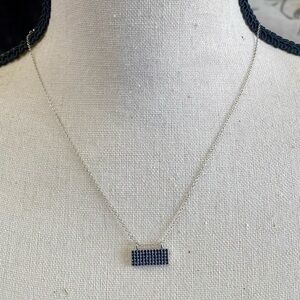 Natural Black Spinel Pendant Rhodium over .925 Sterling Silver Necklace 18”